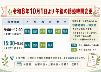 午後診療時間 変更